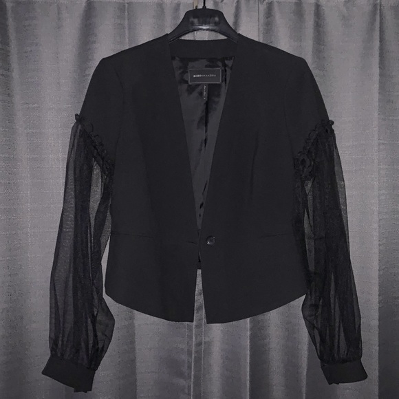 Cropped jacket with tulle sleeves - Picture 1 of 4